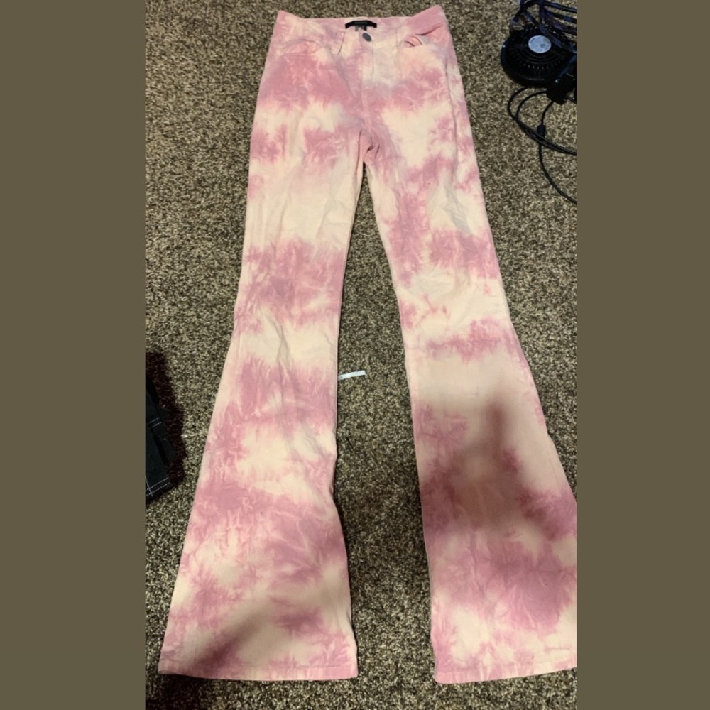 pink and white tie-dye pants